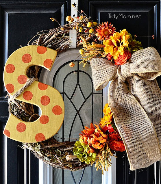 Fall initial wreath