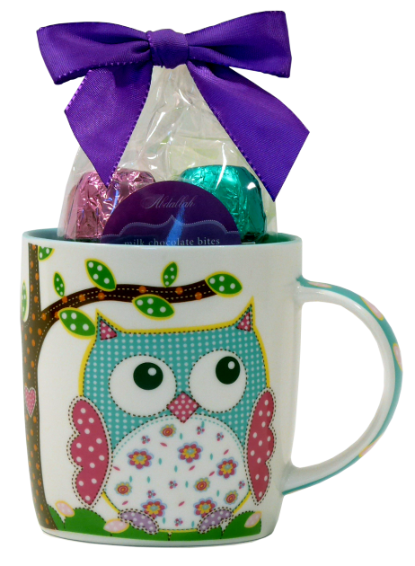 Owl Always Be Grateful mug and chocolates
