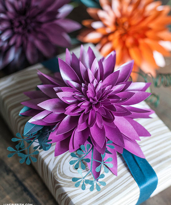 Metallic paper dahlias