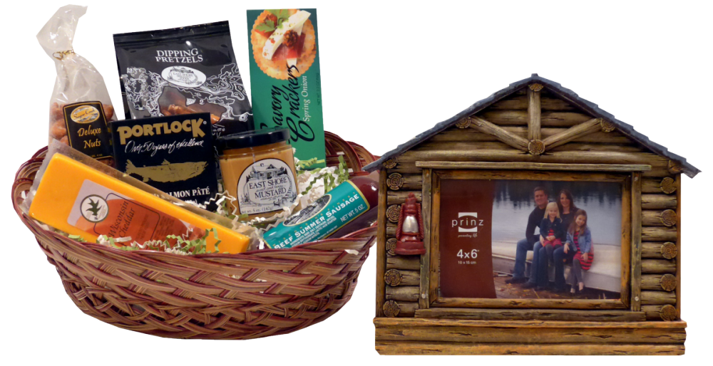Father's Day Gift Basket with Cabin Picture Frame