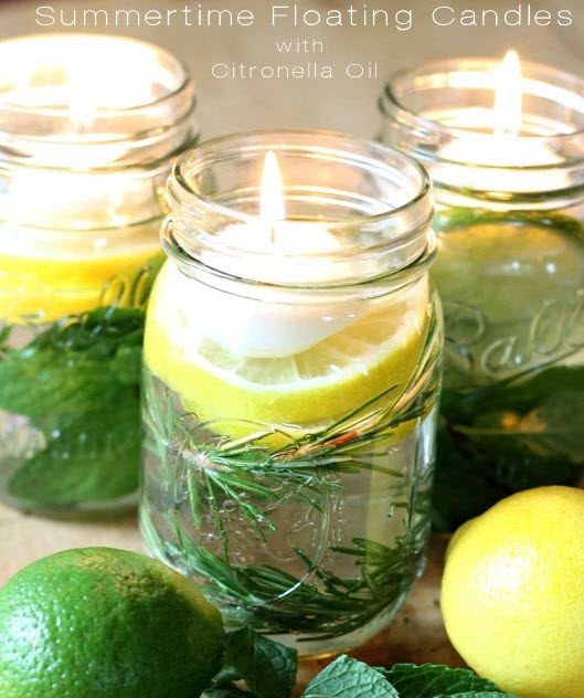 floating candles in a jar