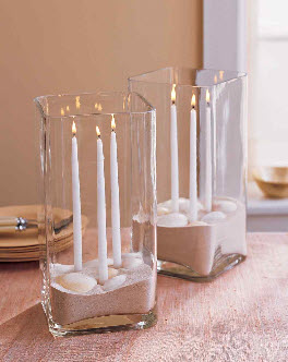 sand and seashell centerpiece