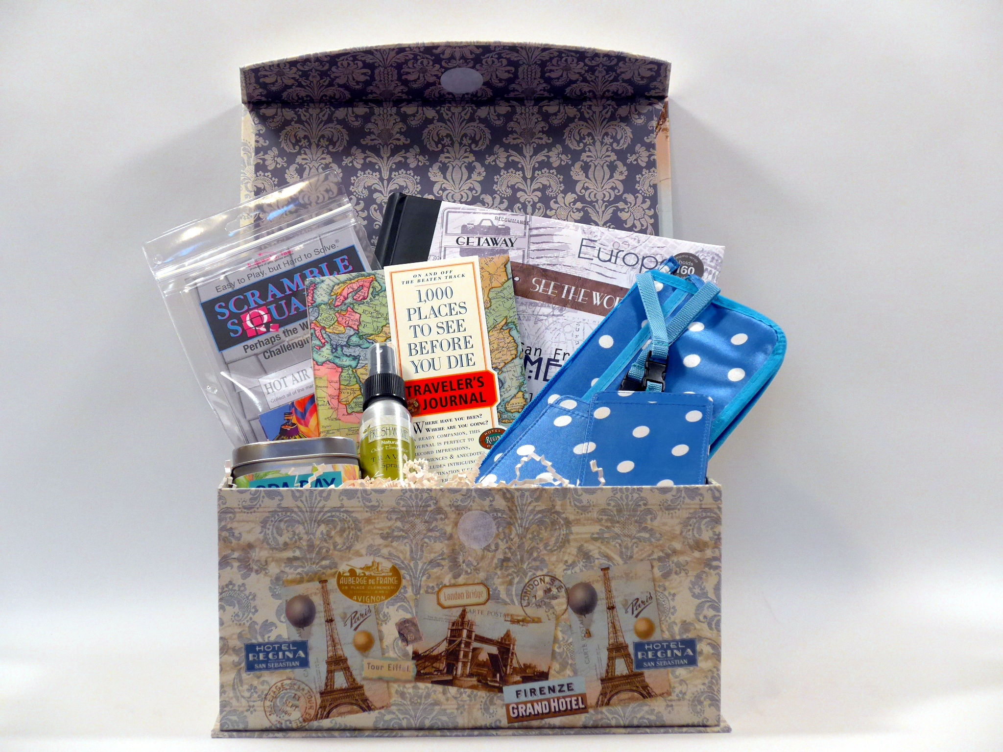 travel themed gift baskets